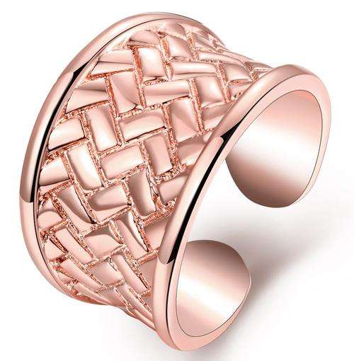 New 18K RGP in rose gold, Ladies chunky adjustable ring with fine detail work