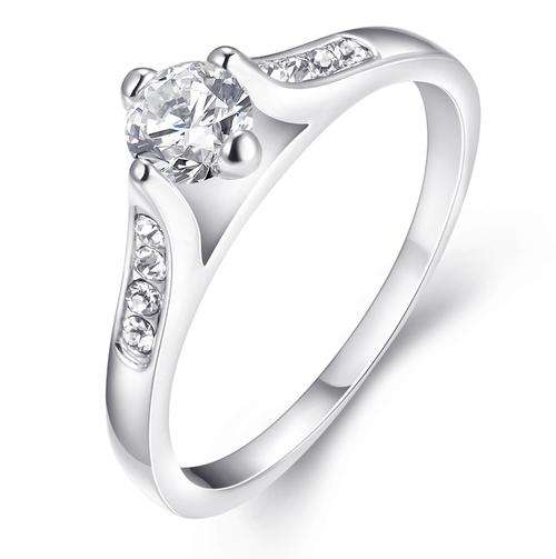New Ladies triple Platinum plated Engagement style ring with AAA top quality Crystals