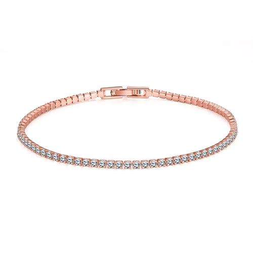 New 18K RGP in rose gold, Ladies tennis style bracelet with AAA top quality Genuine Crystals