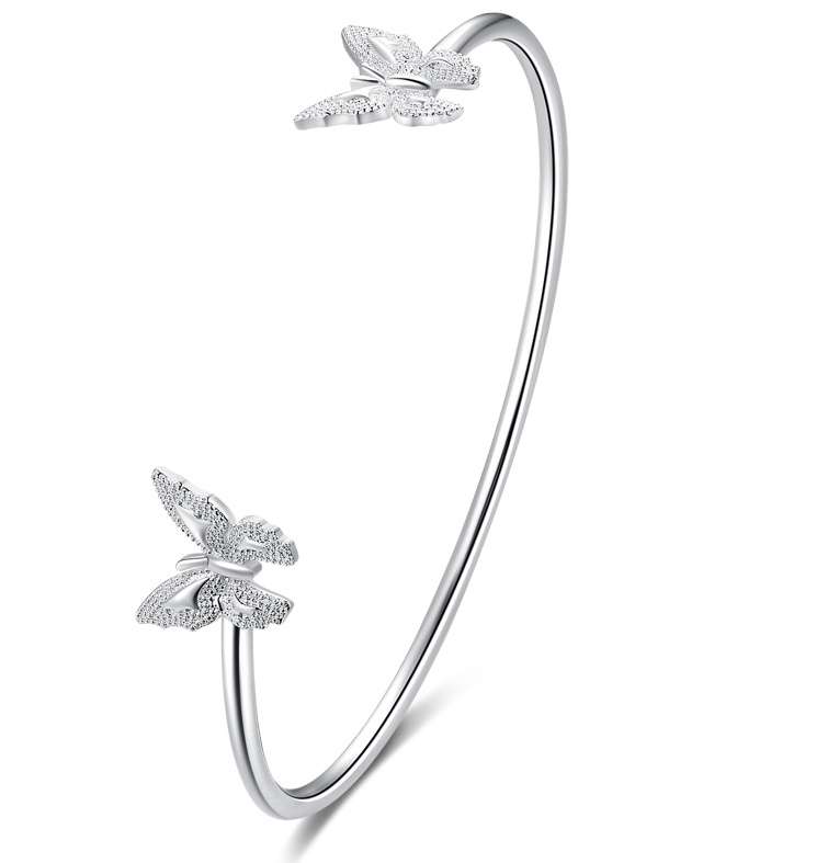 New 925 Sterling silver filled Gorgeous ladies butterfly design cuff bangle