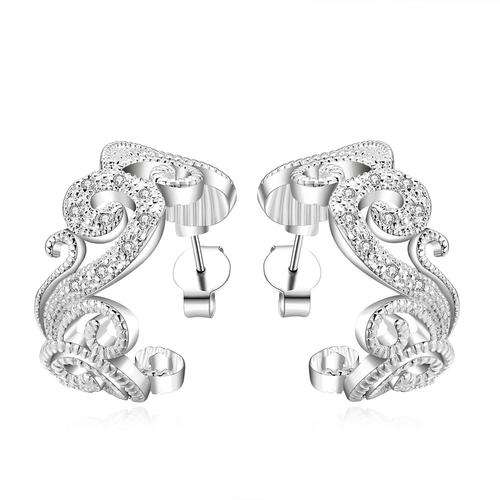 New 925 Sterling silver filled ladies half hoop filigree design earrings