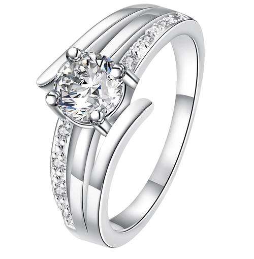 New 925 Sterling Silver filled ladies engagement style ring with AAA Genuine Austrian crystals