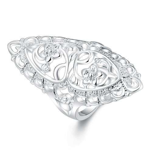 New 925 Sterling Silver filled ladies chunky style ring with filigree detail work
