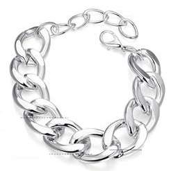 New, 925 Sterling silver filled Chunky 17mm wide link bracelet