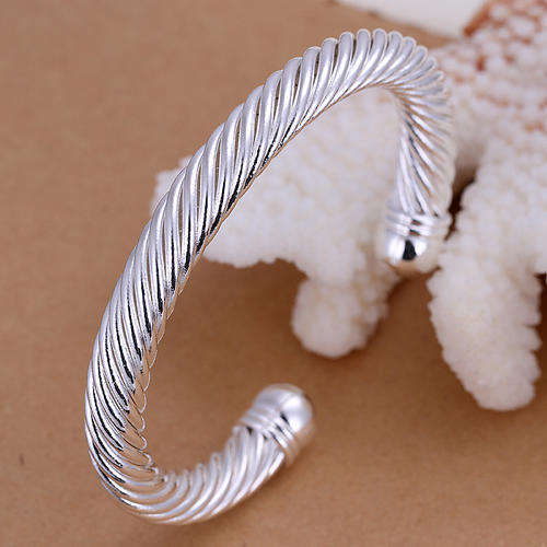 New 925 Sterling silver filled chunky ladies twist style bangle