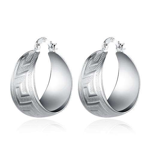 New 925 Sterling silver filled Ladies hoop earrings with detail work design