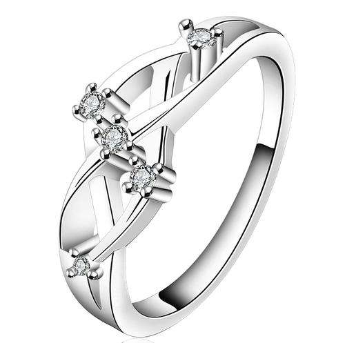 New 925 Sterling Silver filled weaved design ring with AAA genuine Austrian Crystals