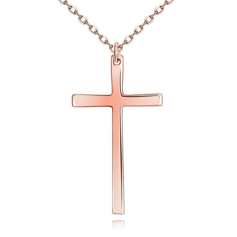 18K RGP in rose gold Elegant Cross Pendant with FREE chain included