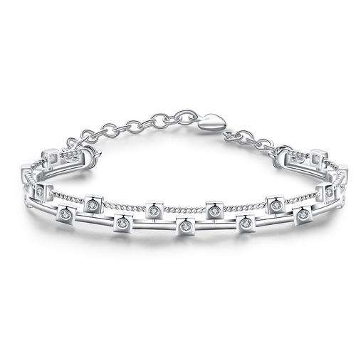 925 Sterling silver filled ladies designer bracelet bangle with AAA Genuine crystal detail