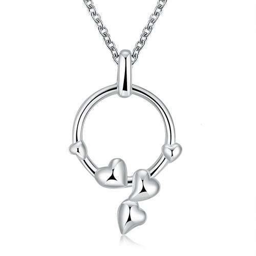 New 925 Sterling silver filled Ladies circle pendant with heart details, Comes with FREE chain