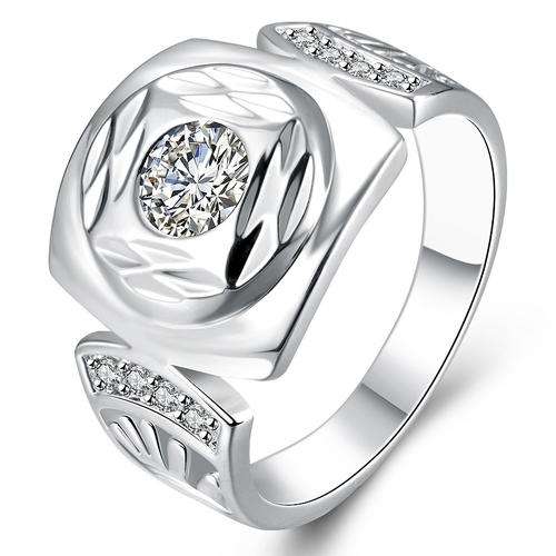 New 925 sterling silver filled chunky ring with AAA genuine crystals