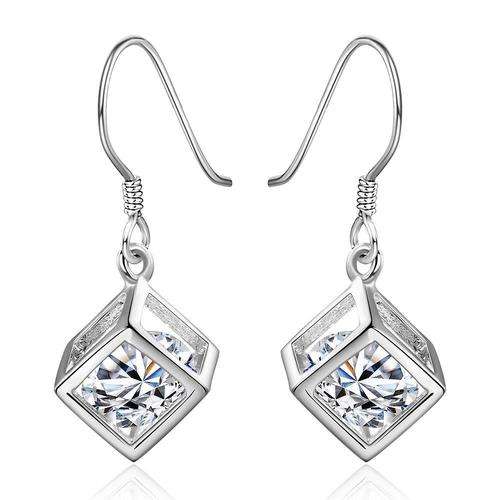 New 925 Sterling silver filled Ladies dangle earrings with inner crystal detail