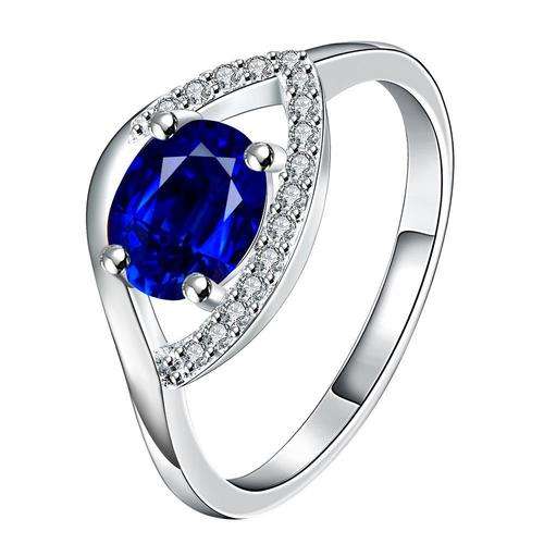 New 925 sterling silver filled Ladies engagement style ring with tanzanite color Crystal
