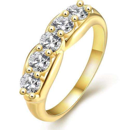 New 18K RGP in yellow gold, Ladies Engagement style ring with AAA crystals
