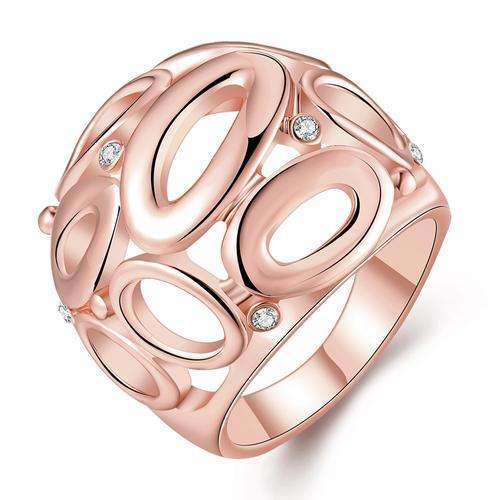 18K RGP in rose gold Ladies chunky ring with AAA genuine Austrian crystals