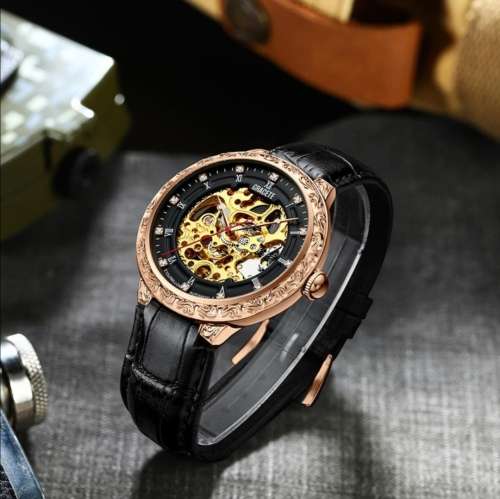 SA Fashion Master Piece: Genuine Leather Handwinding Automatic Mechanical Movement Watch