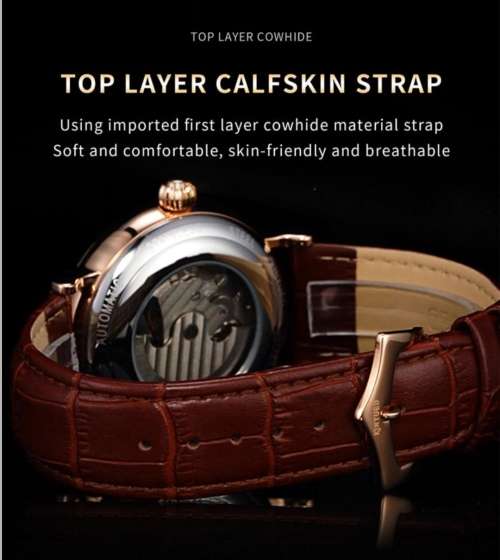 SA Fashion Master Piece: Genuine Leather Handwinding Automatic Mechanical Movement Watch