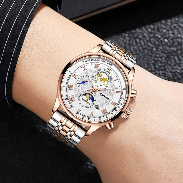Two-Toner Handwinding Automatic Mechanical Movement Watch