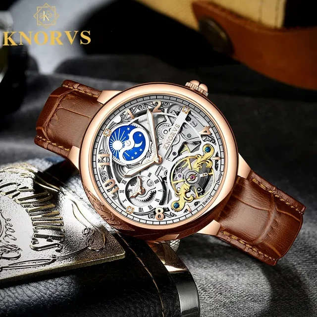 SA Fashion Master Pieces: Genuine Leather Handwinding Automatic Mechanical Movement Watch