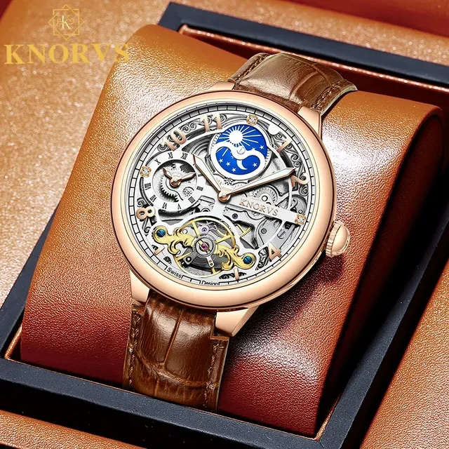 SA Fashion Master Pieces: Genuine Leather Handwinding Automatic Mechanical Movement Watch