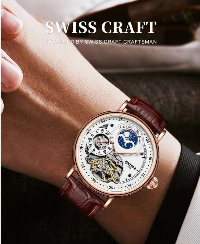 SA Fashion Master Pieces: Genuine Leather Handwinding Automatic Mechanical Movement Watch