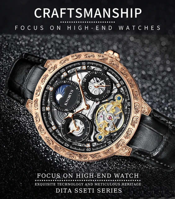 SA Fashion Master Pieces: Genuine Leather Handwinding Automatic Mechanical Movement Watch