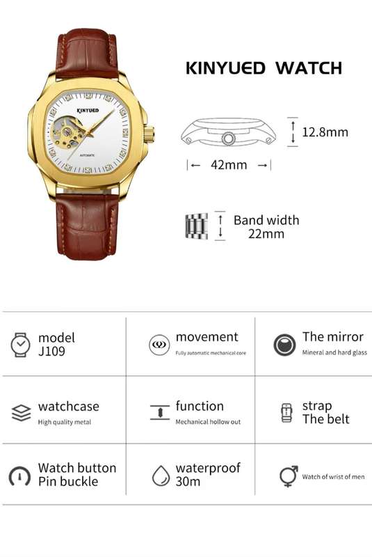 SA Fashion Master Pieces: Genuine Leather Handwinding Automatic Mechanical Movement Watch