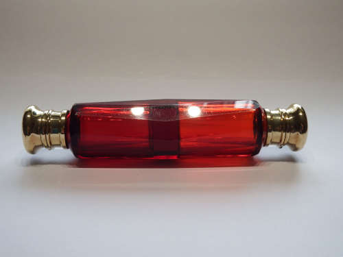 Antique Victorian Cranberry Glass Scent Bottle, Circa 1870-1890 Ref.JW5