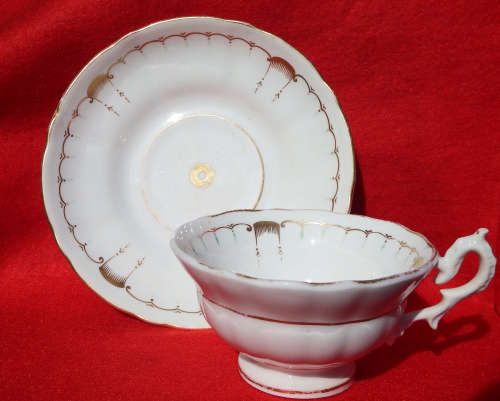 Antique Georgian  porcelain teacup and saucer Circa 1820-1840 Ref. C- 49