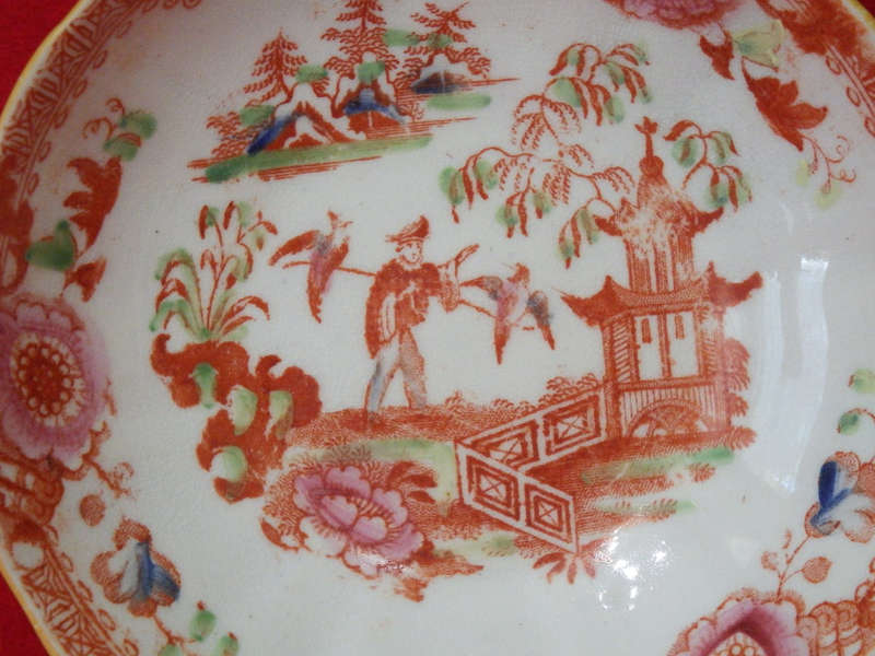 Antique Georgian porcelain Chinoiserie teacup and saucer Circa 1820-1840 Ref.C/37