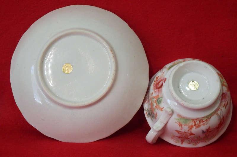 Antique Georgian porcelain Chinoiserie teacup and saucer Circa 1820-1840 Ref.C/37