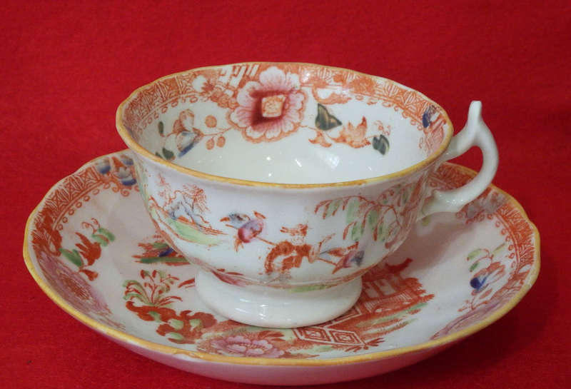Antique Georgian porcelain Chinoiserie teacup and saucer Circa 1820-1840 Ref.C/37