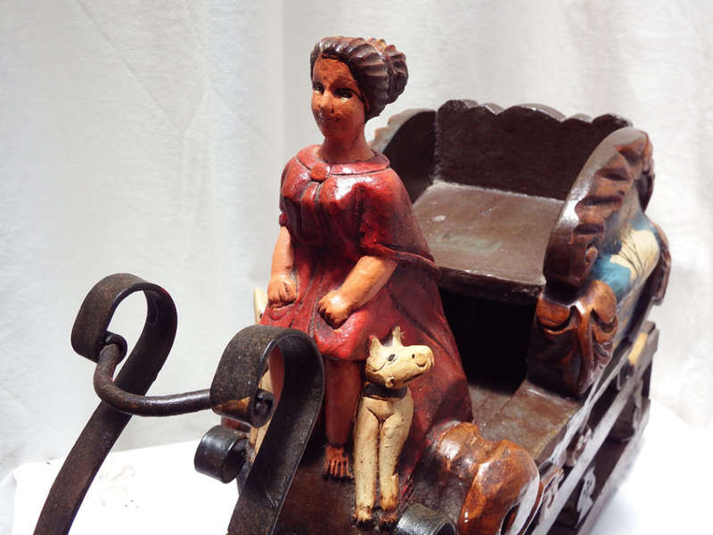 Child`s wooden and metal toy doll sledge, Circa 1850-1880 Ref. W-20