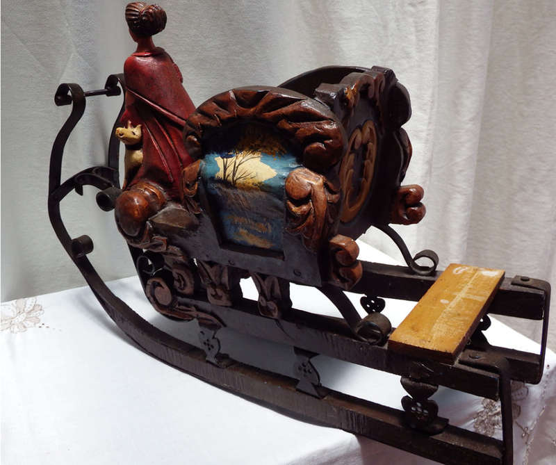 Child`s wooden and metal toy doll sledge, Circa 1850-1880 Ref. W-20