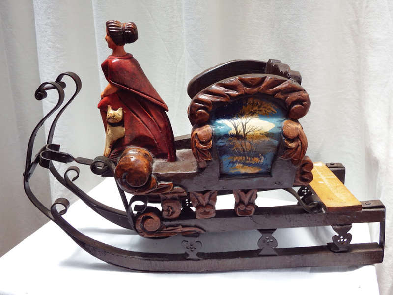 Child`s wooden and metal toy doll sledge, Circa 1850-1880 Ref. W-20