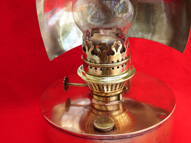 Vintage 'Sherwoods Ltd. Birmingham" Copper and Brass Oil Lamp Circa 1904-1919 Ref. MA-15