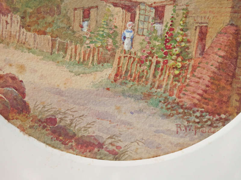 Original water colour `Woman outside a Country Homestead` R.W.Fielder Ref. AR15