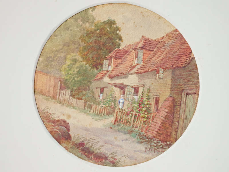 Original water colour `Woman outside a Country Homestead` R.W.Fielder Ref. AR15