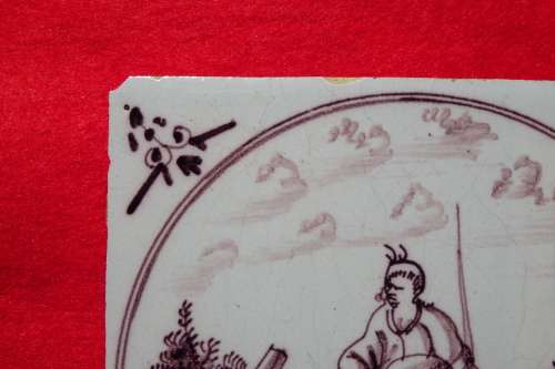 A rare `Bristol` manganese coloured `Delft` wall tile Circa 1750 Ref.#CL-10