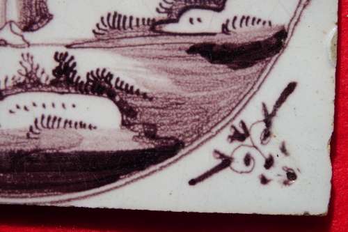 A rare `Bristol` manganese coloured `Delft` wall tile Circa 1750 Ref.#CL-10