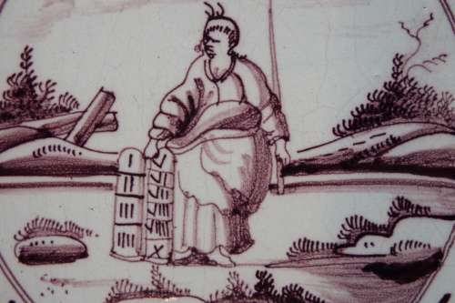 A rare `Bristol` manganese coloured `Delft` wall tile Circa 1750 Ref.#CL-10