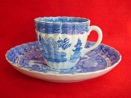 Victorian Cup and Saucer Willow pattern circa 1888. Ref. C/91
