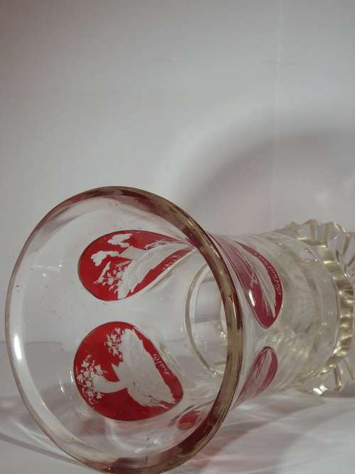 Bohemian engraved red and clear glass Gesundheit  goblet Circa 1890  1930. Ref GL-3
