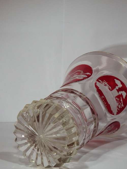 Bohemian engraved red and clear glass Gesundheit  goblet Circa 1890  1930. Ref GL-3