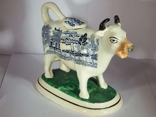 Antique Staffordshire  Ceramic Cow Creamer Ref. J-28