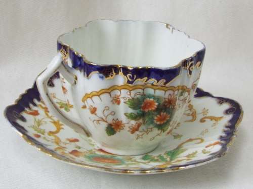 Antique  gilded porcelain transfer ware and hand embellished Cup and Saucer Ref. C-106