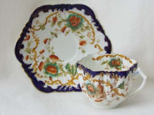 Antique  gilded porcelain transfer ware and hand embellished Cup and Saucer Ref. C-106