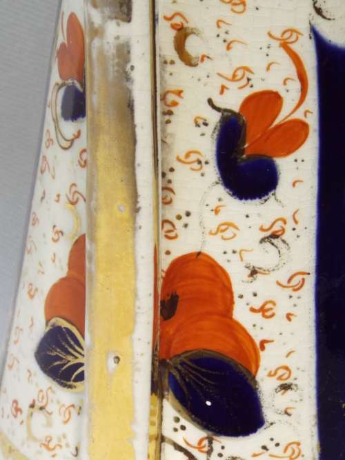 Antique Gaudy Welsh earthenware ceramic Trumpet Vase. C 1840-1880. Ref. OR-44