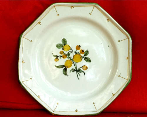 A pair of French provincial faience Botanical plates. 19thCentury. Ref. P/99A+99B