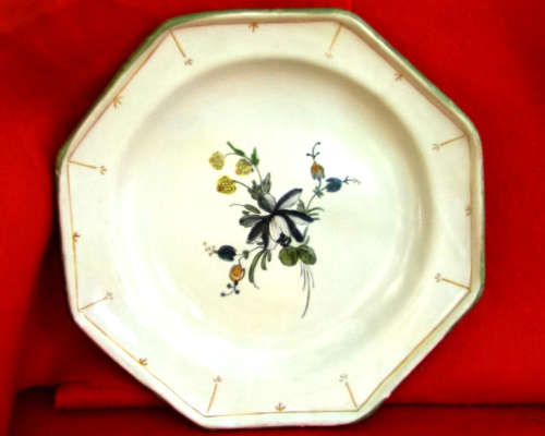 A pair of French provincial faience Botanical plates. 19thCentury. Ref. P/99A+99B